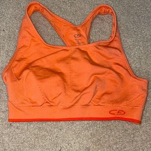 Bright orange champion racerback spandex sports bra
